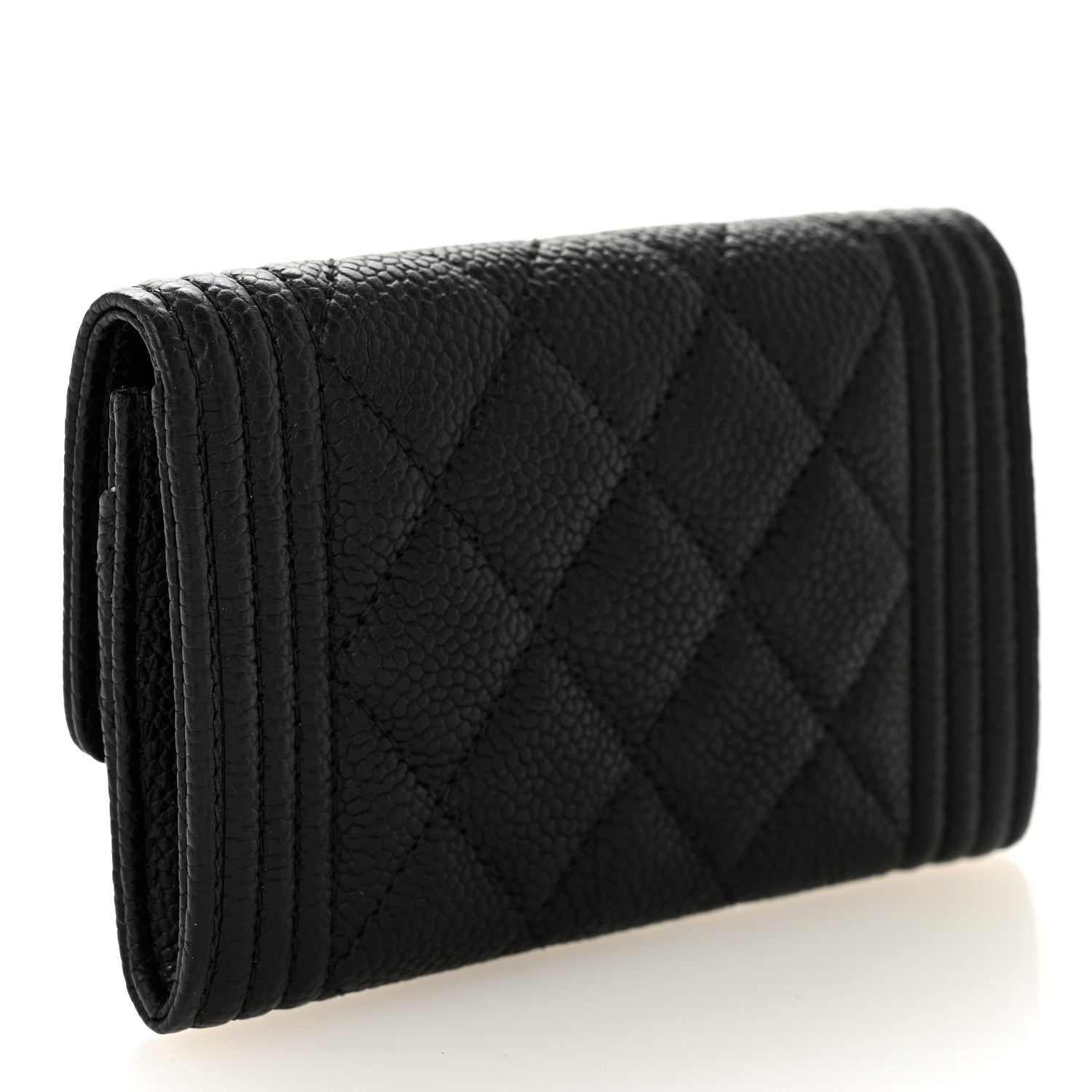 Caviar Quilted Boy Flap  Holder Black