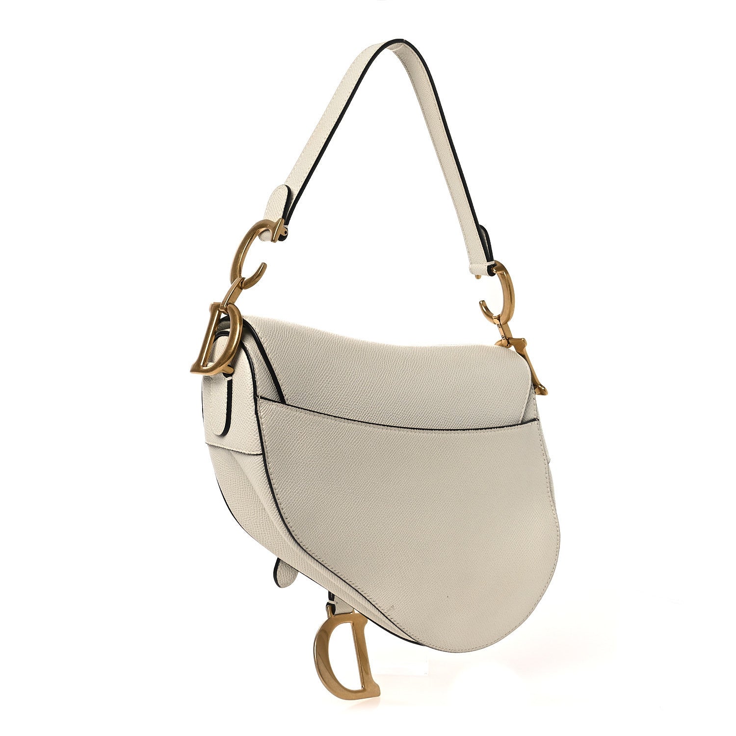 Grained Calfskin Saddle Bag White