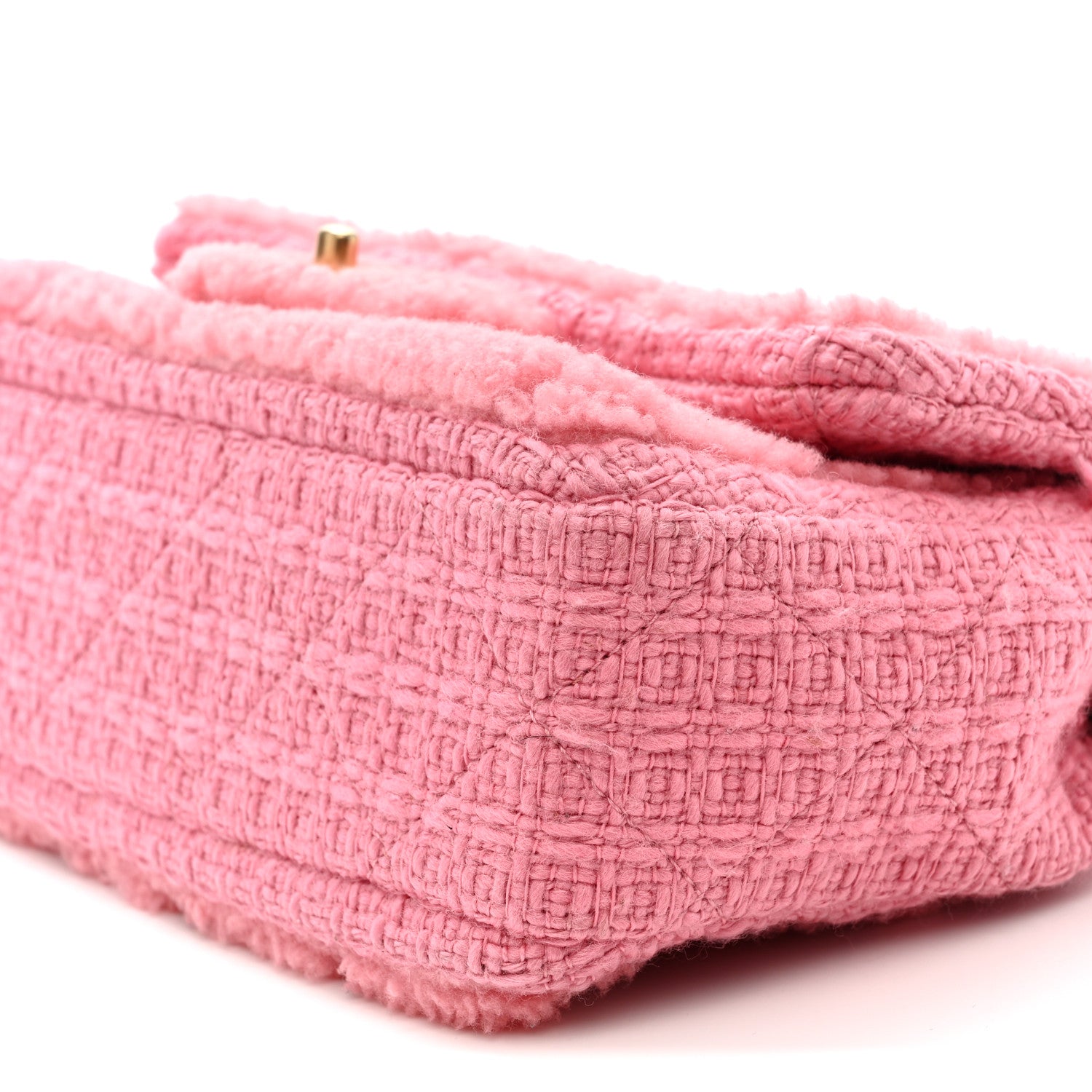 Shearling Tweed Quilted Medium Flap Bag Light Pink