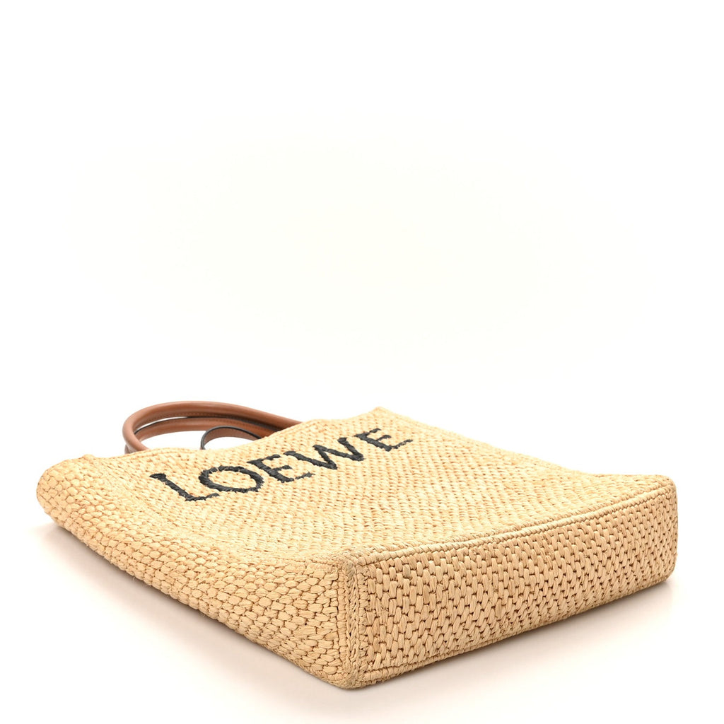 Raffia Calfskin Standard A4 Tote Bag Natural Black
