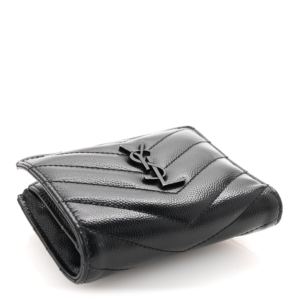 Grain De Poudre Matelasse Chevron Monogram Zipped  Case Black