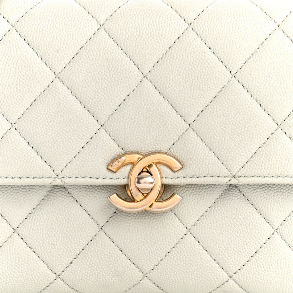 Caviar Quilted Medium Carry Me Top Handle Flap Light Blue