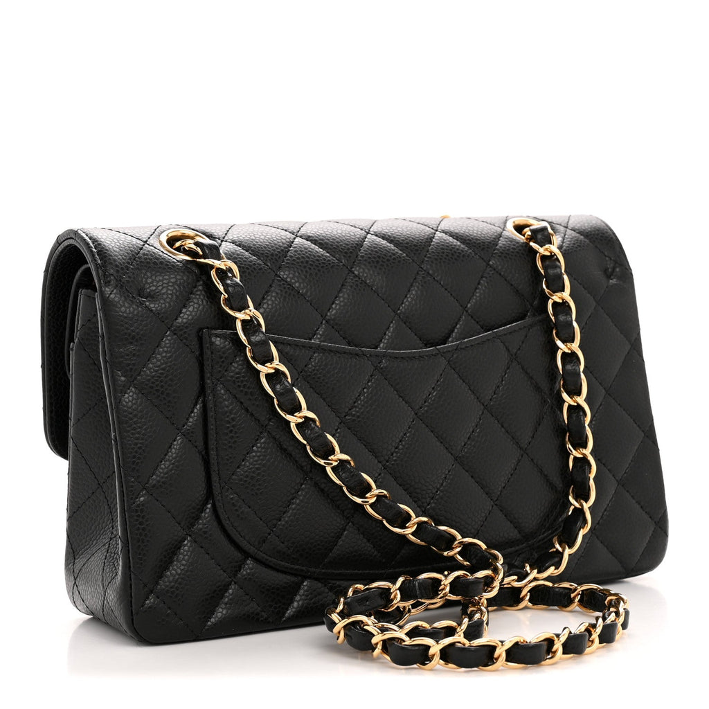 Caviar Quilted Small Double Flap Black