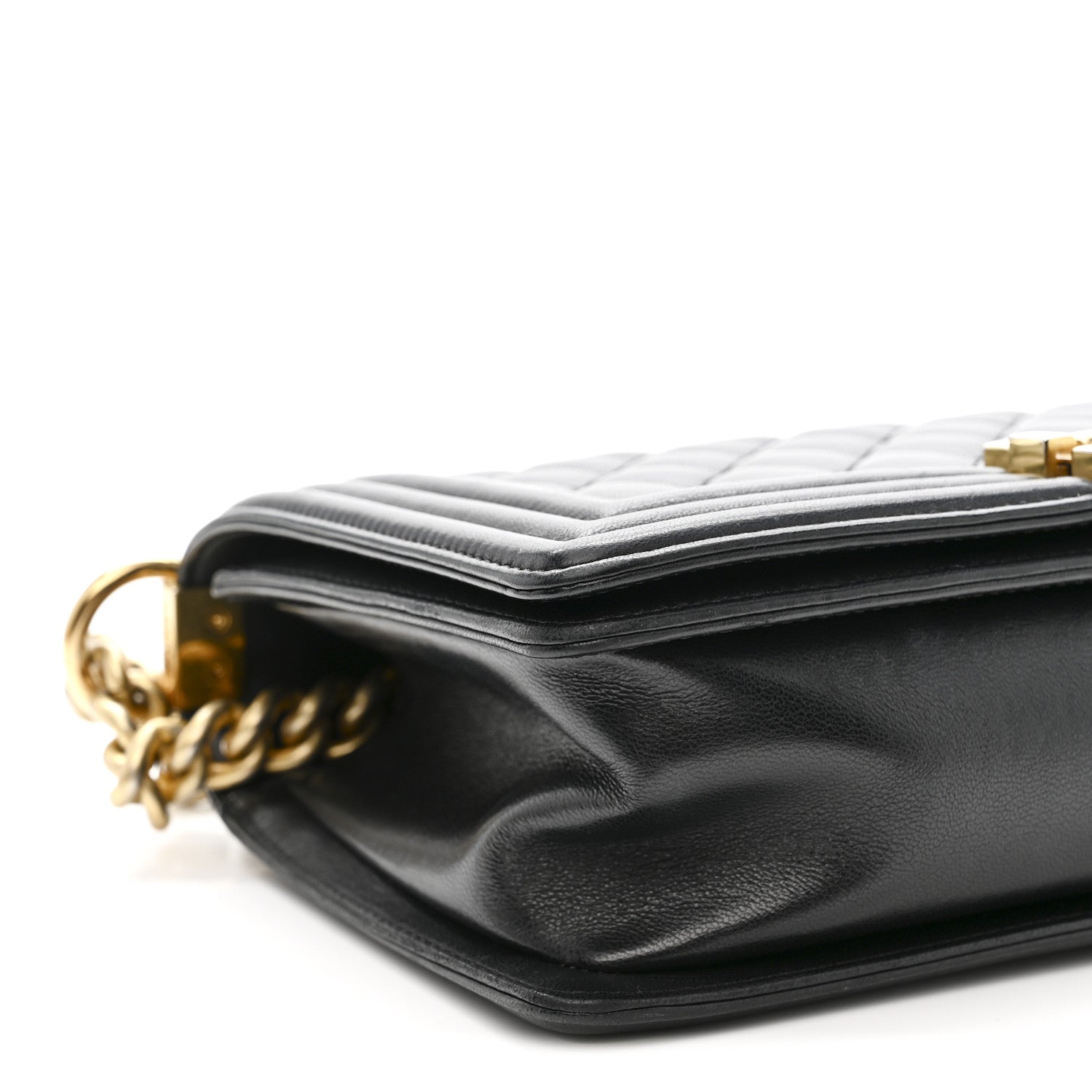 Lambskin Quilted Medium Boy Flap Black