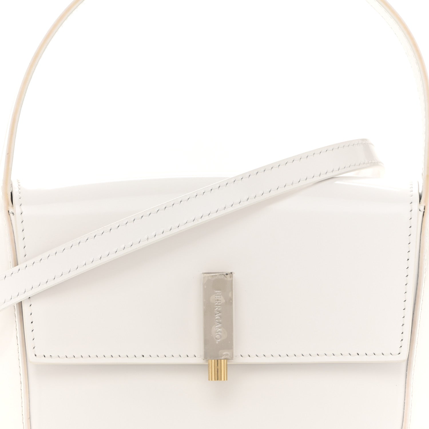 Brushed Calfskin Mini Geometric Prisma Shoulder Bag Optic White