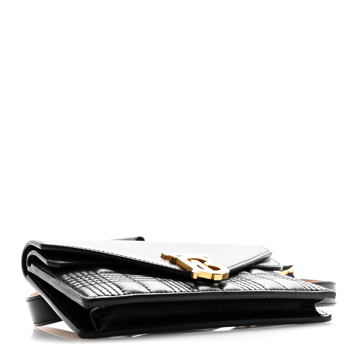 Smooth Calfskin Quilted Check TB Envelope Belt Bag Black