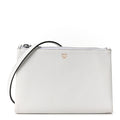 Grained Calfskin Milla Double Crossbody Bag White