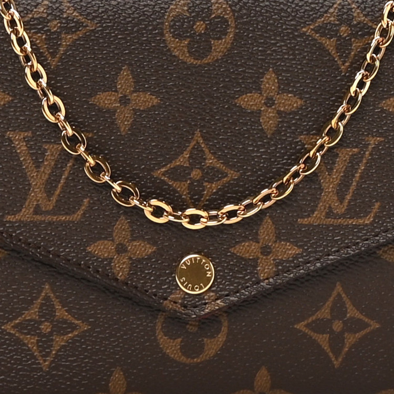 Monogram Pochette Felicie Chain Wallet Fuchsia