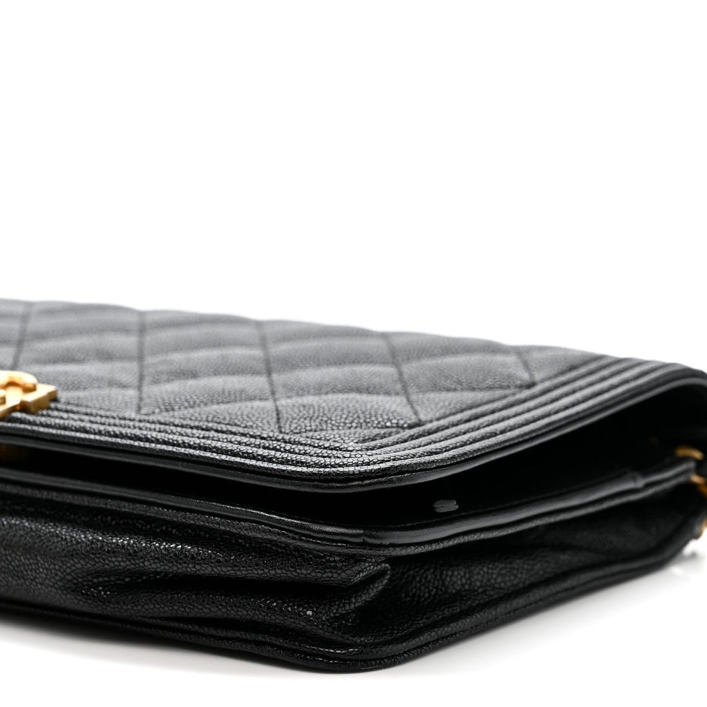 Caviar Quilted Boy Wallet On Chain WOC Black