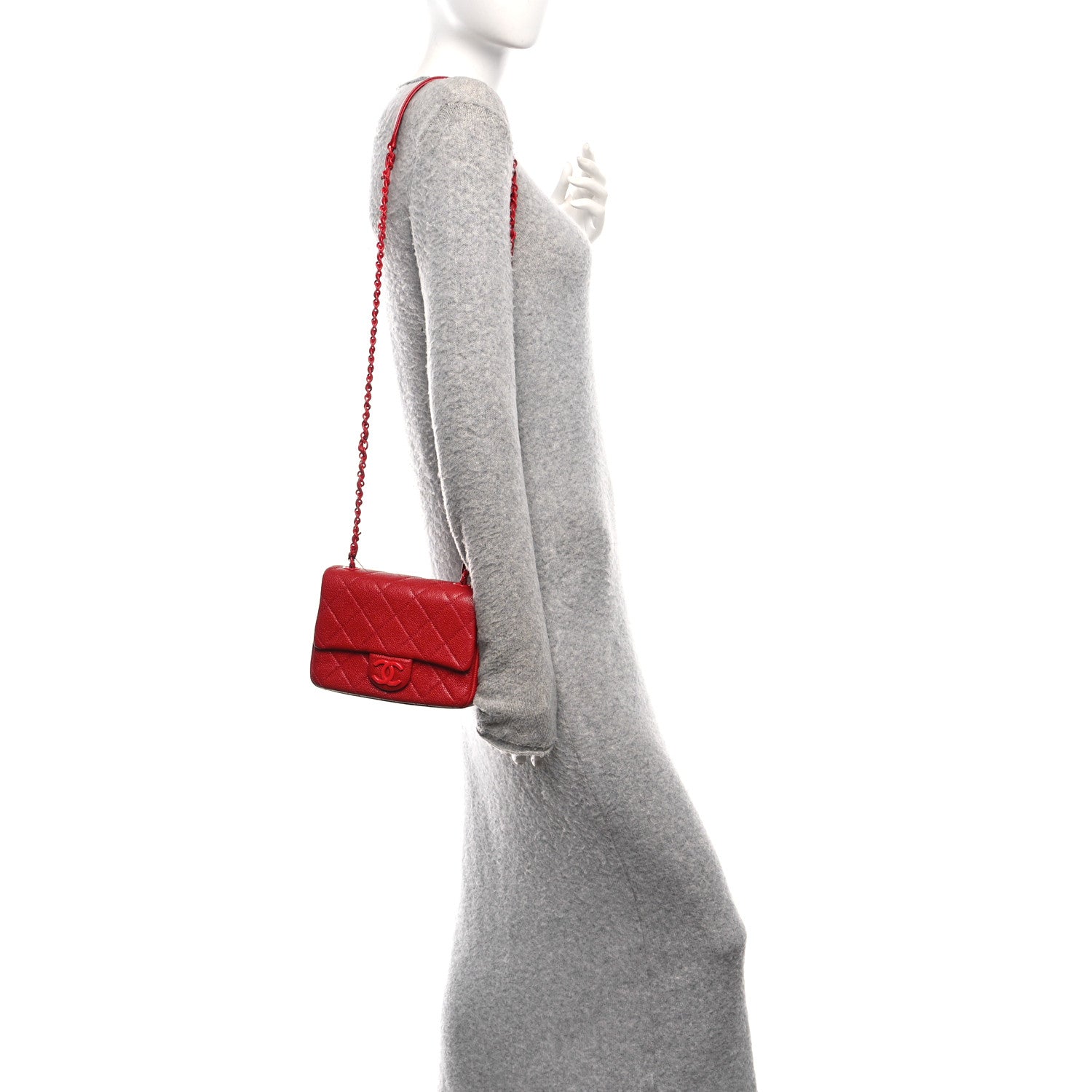 Caviar Quilted Mini Incognito Square Flap Red