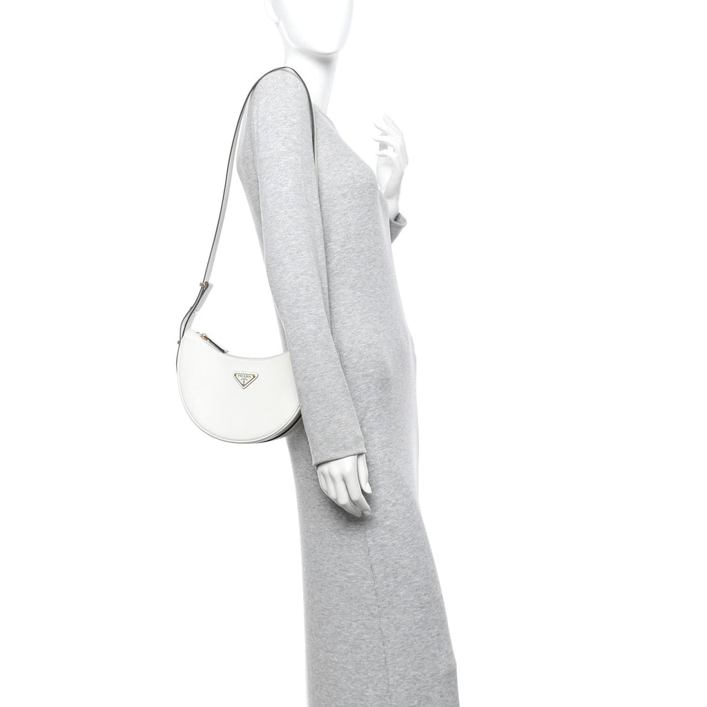 Soft Calfskin Arque Shoulder Bag White