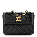 Shiny Aged Calfskin Quilted Waist Belt Bag Black