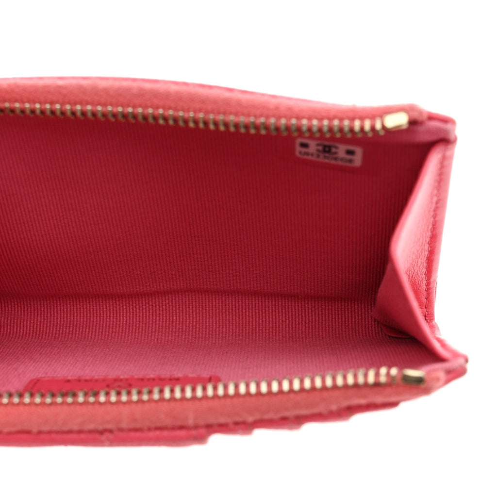 Caviar Quilted CC Zip Around  Holder Pink