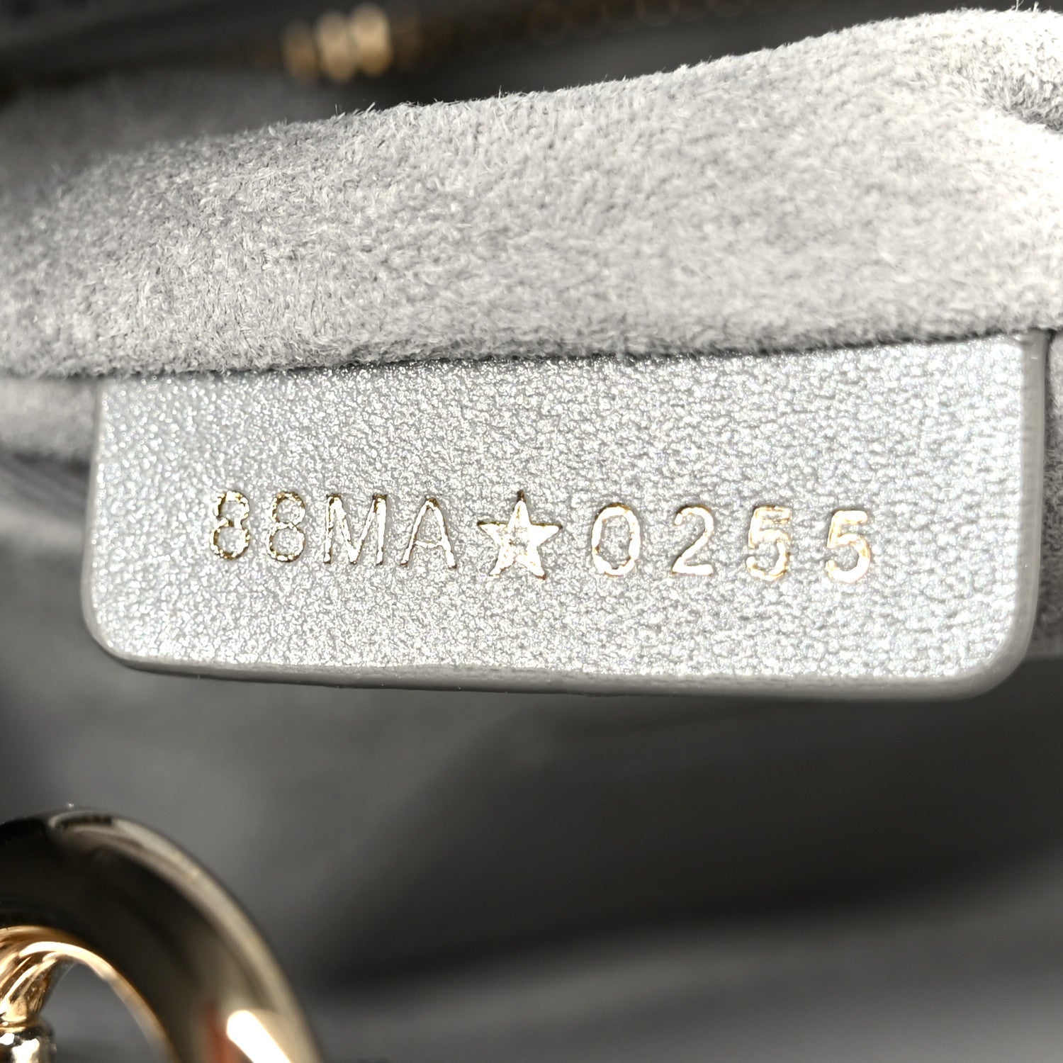 Metallic Lambskin Cannage Mini Lady Dior Grey