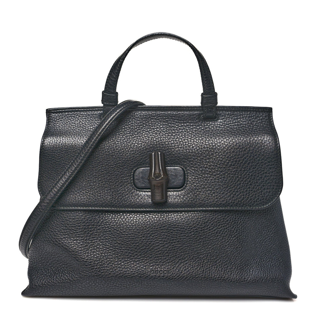 Cellarius Calfskin Medium Bamboo Daily Top Handle Bag Black