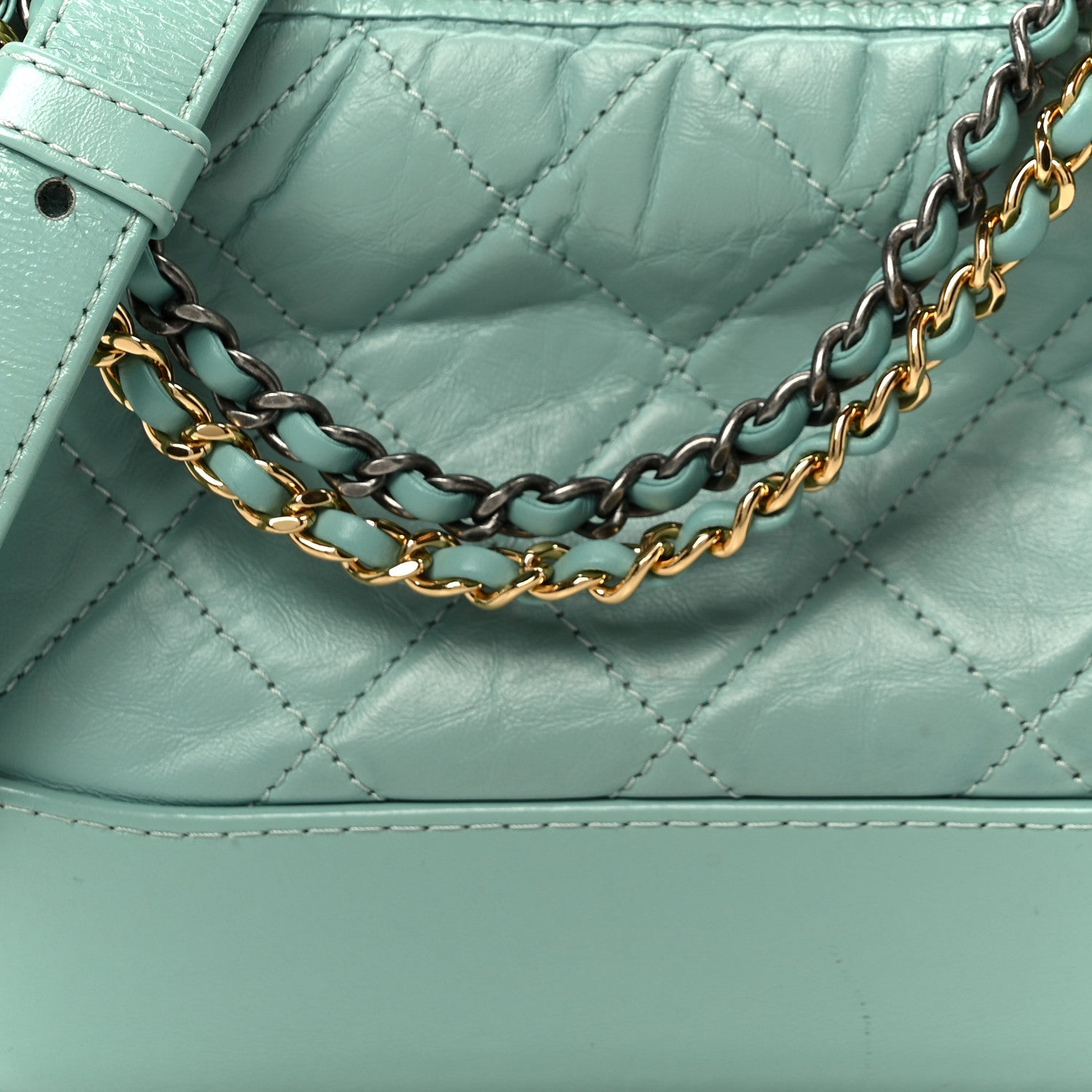 Aged Calfskin Quilted Small Gabrielle Hobo Green