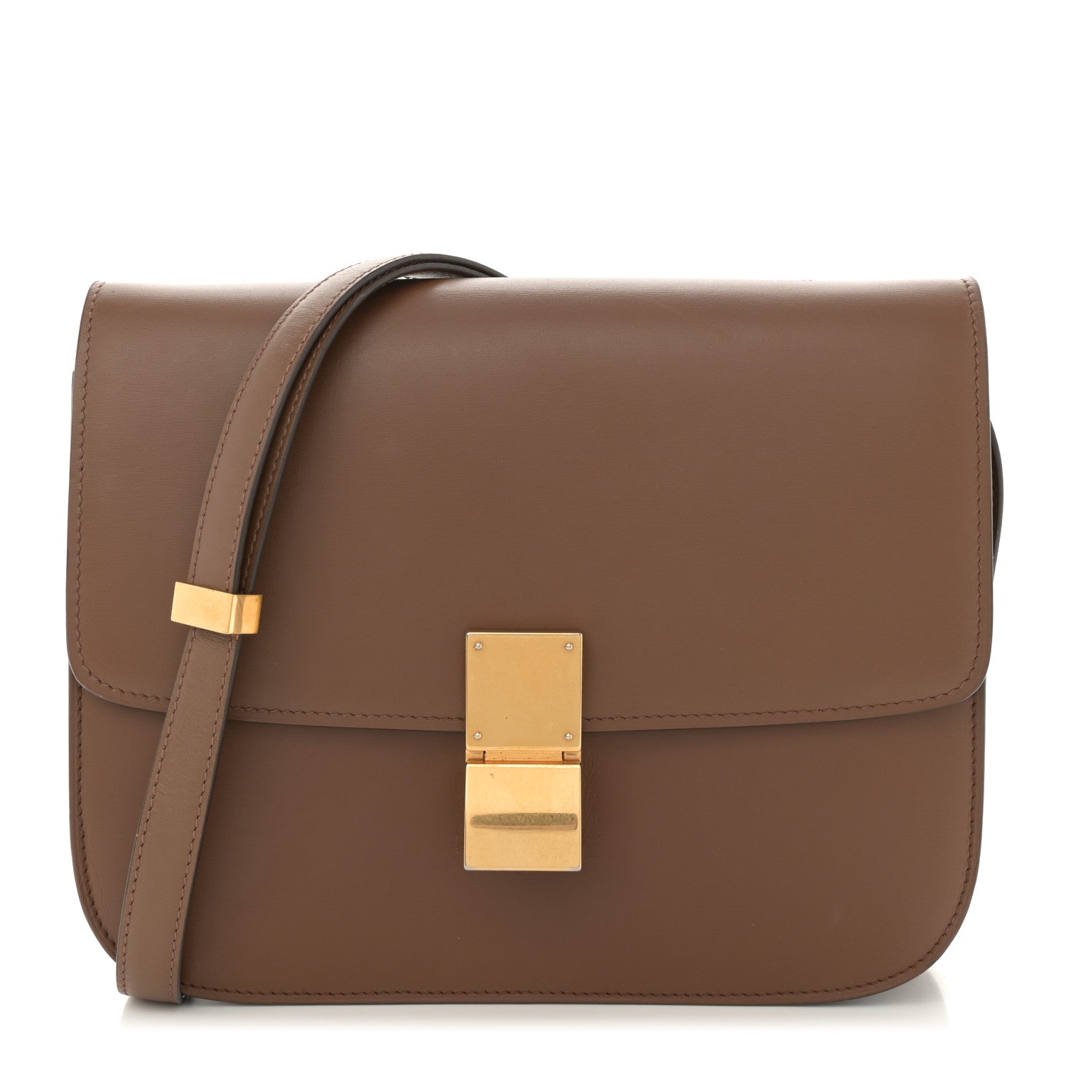 Box Calfskin Medium Classic Box Flap Bag Camel