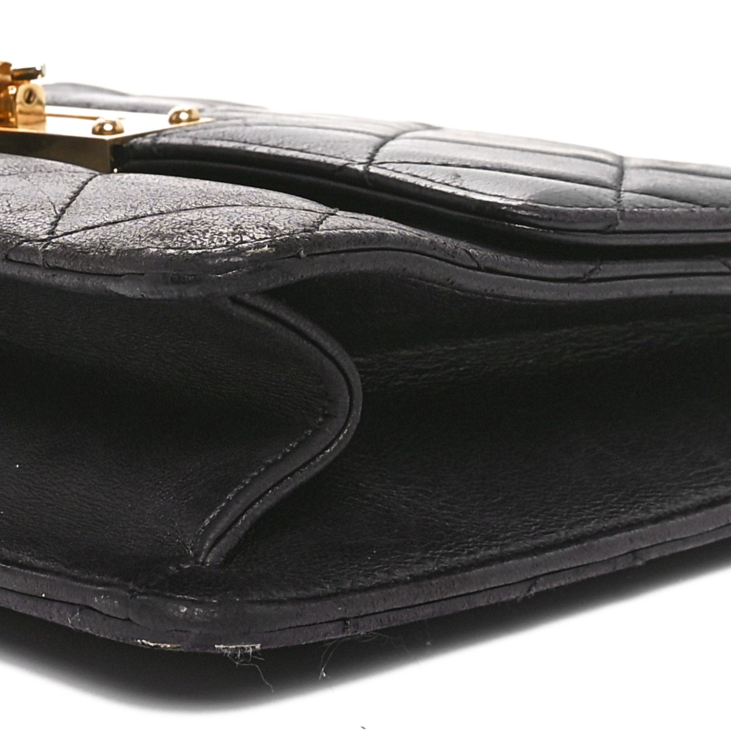 Lambskin Quilted Medium Golden Class Flap Black
