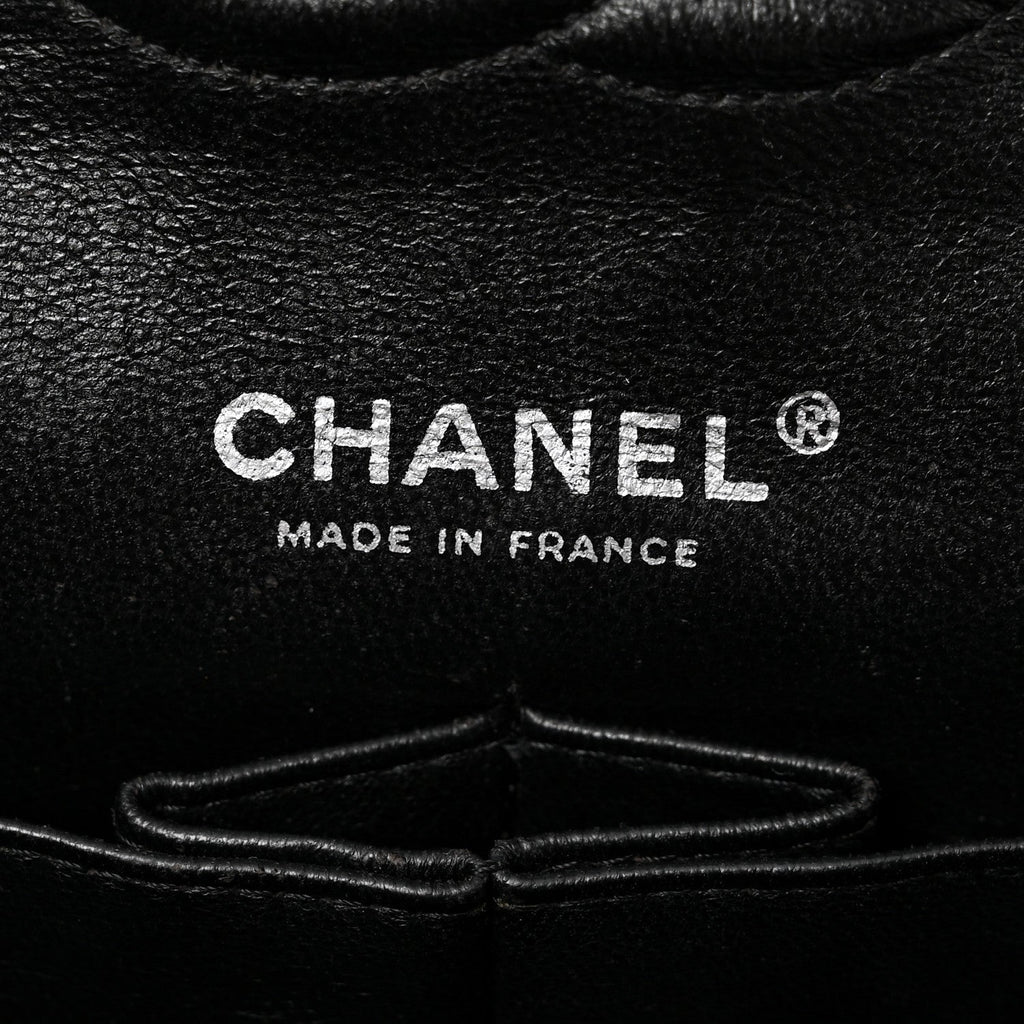 Patent Quilted Medium Double Flap Black