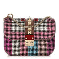 Vitello Crystal Embellished Small Glam Lock Rockstud Flap Multicolor