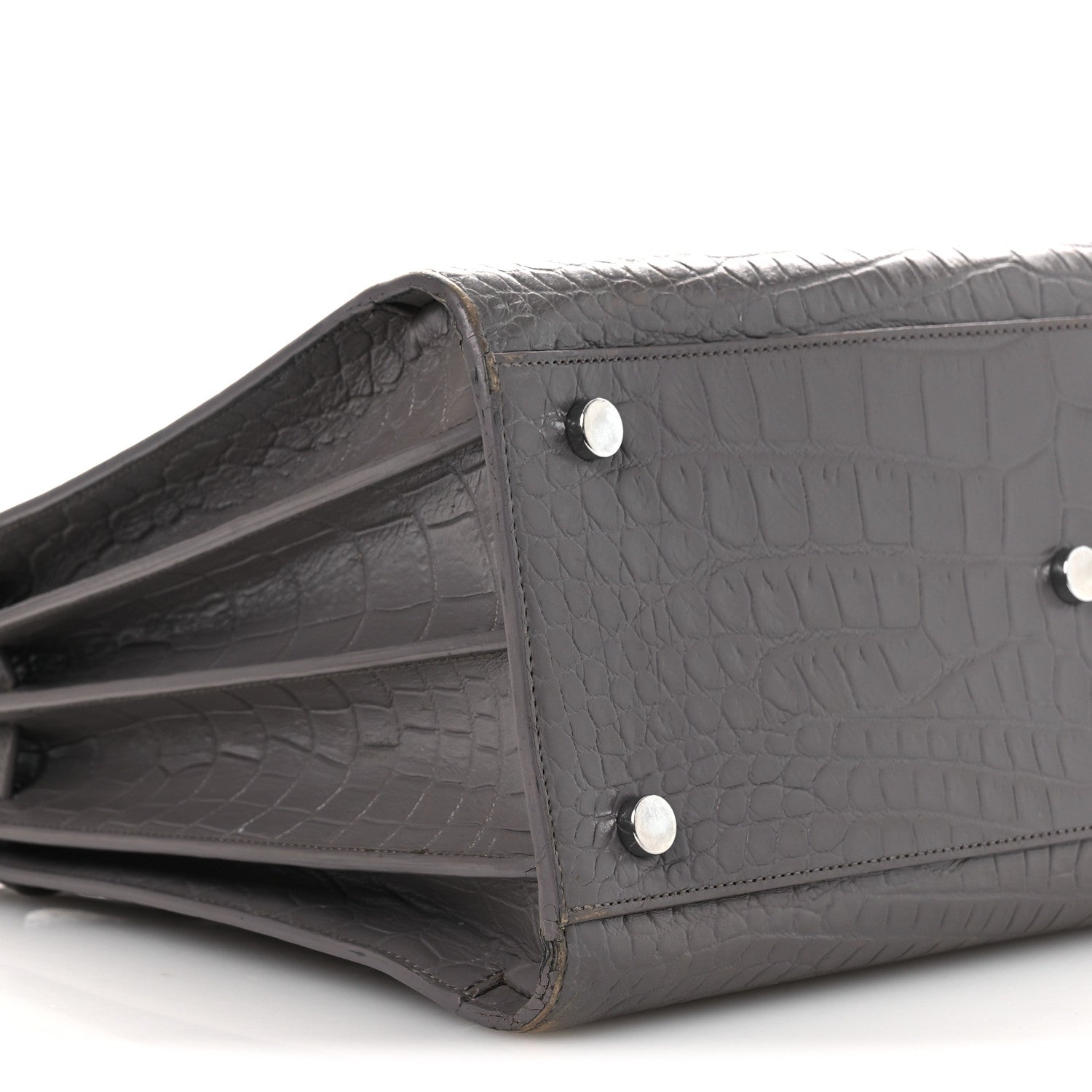 Calfskin Crocodile Embossed Small Sac de Jour Fog