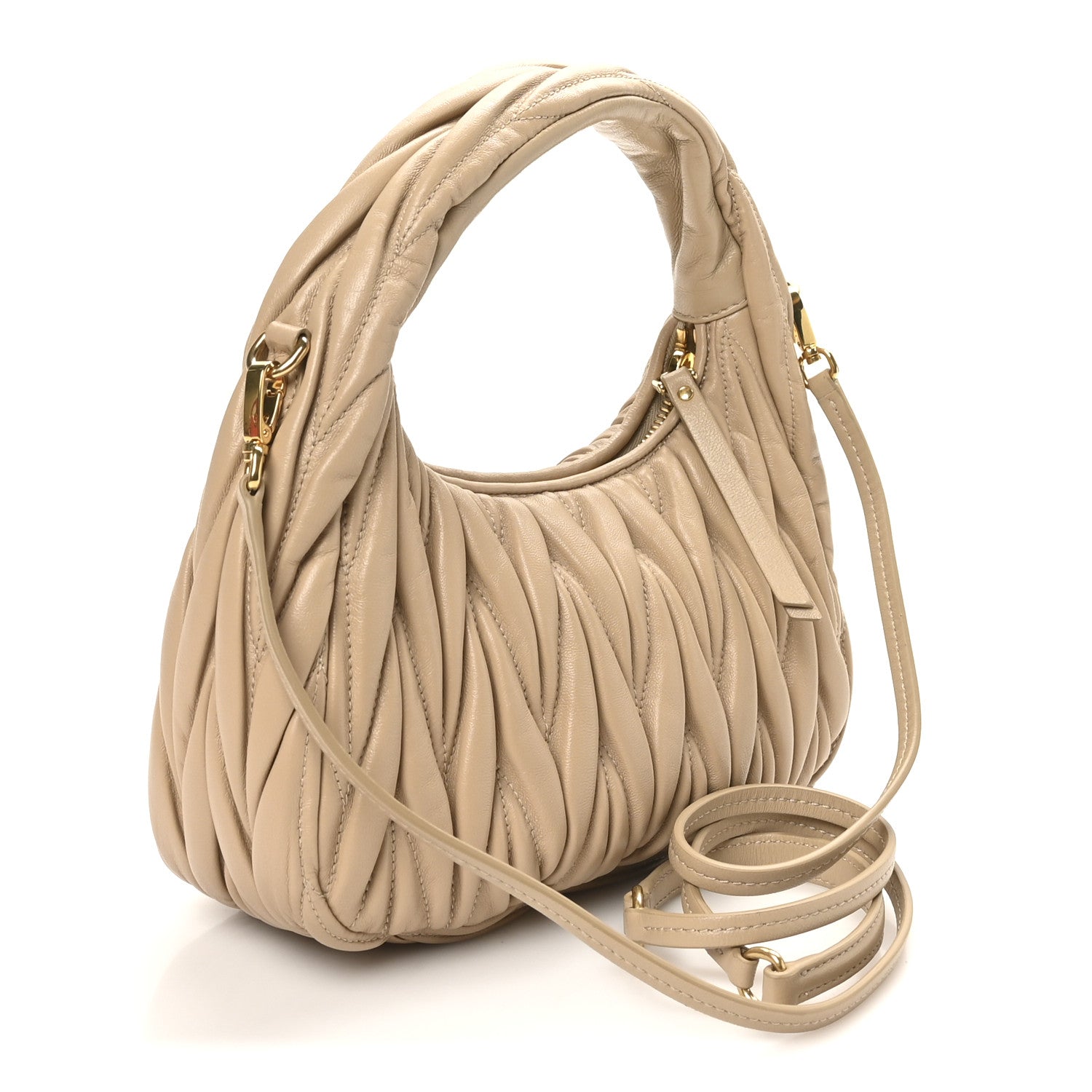 Nappa Matelasse Small Wander Hobo Sabbia