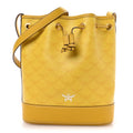 Lauretos Spanish Calfskin Medium Himmel Drawstring Bucket Bag Lemon Gold