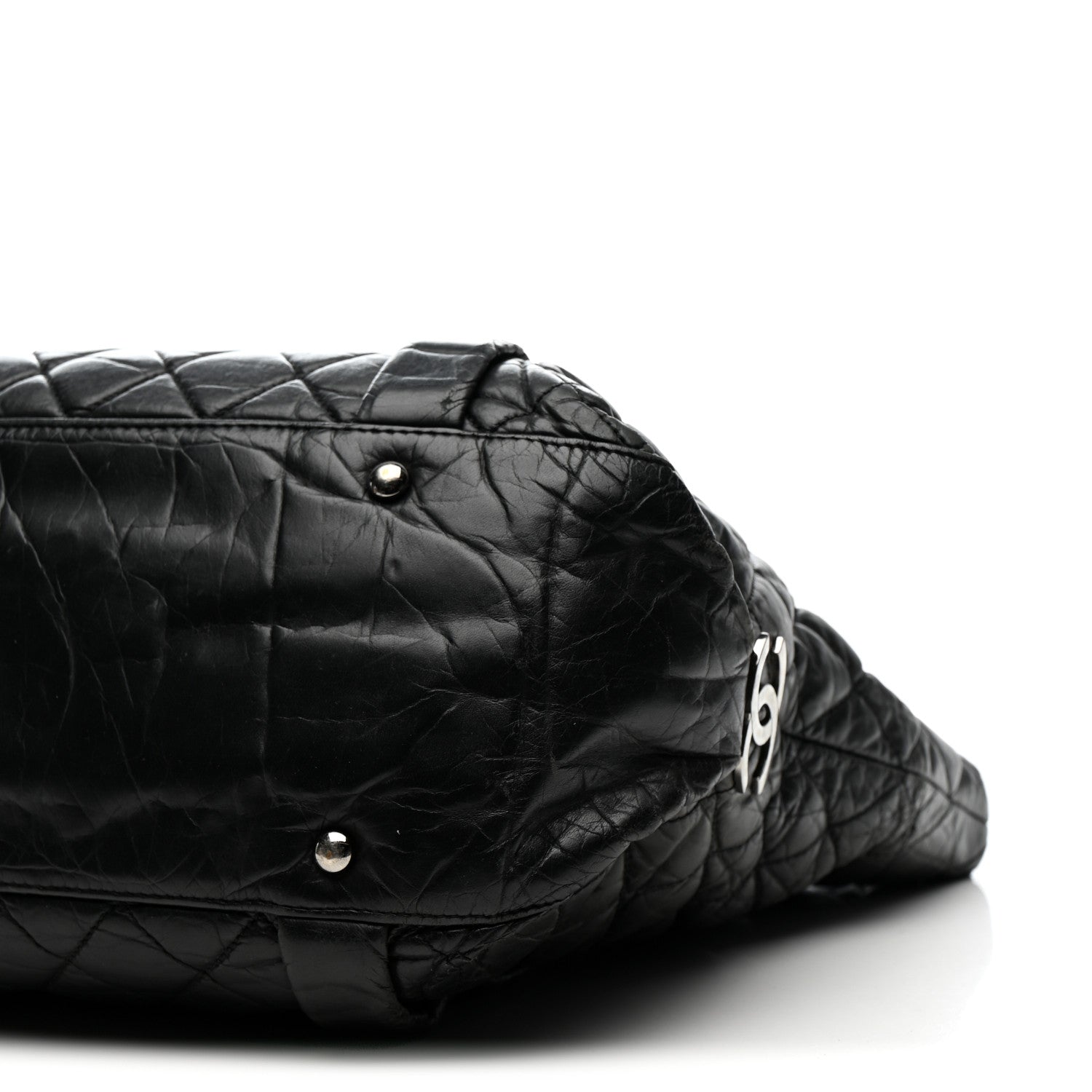 Distressed Lambskin Vintage Ligne Lady Braid Tote Black