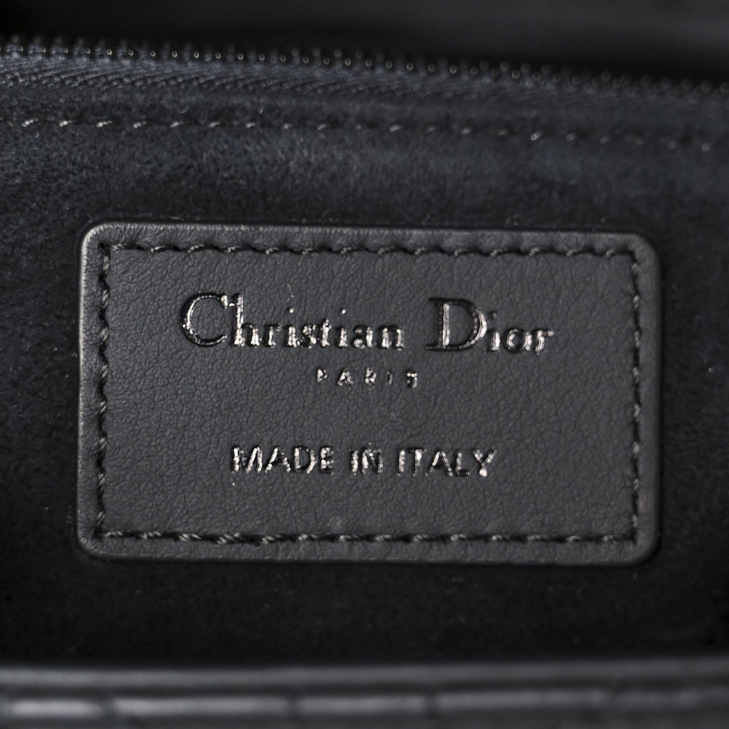 Ultra Matte Calfskin Cannage Large Lady Dior Black