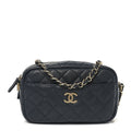 Caviar Quilted Camera Case Navy