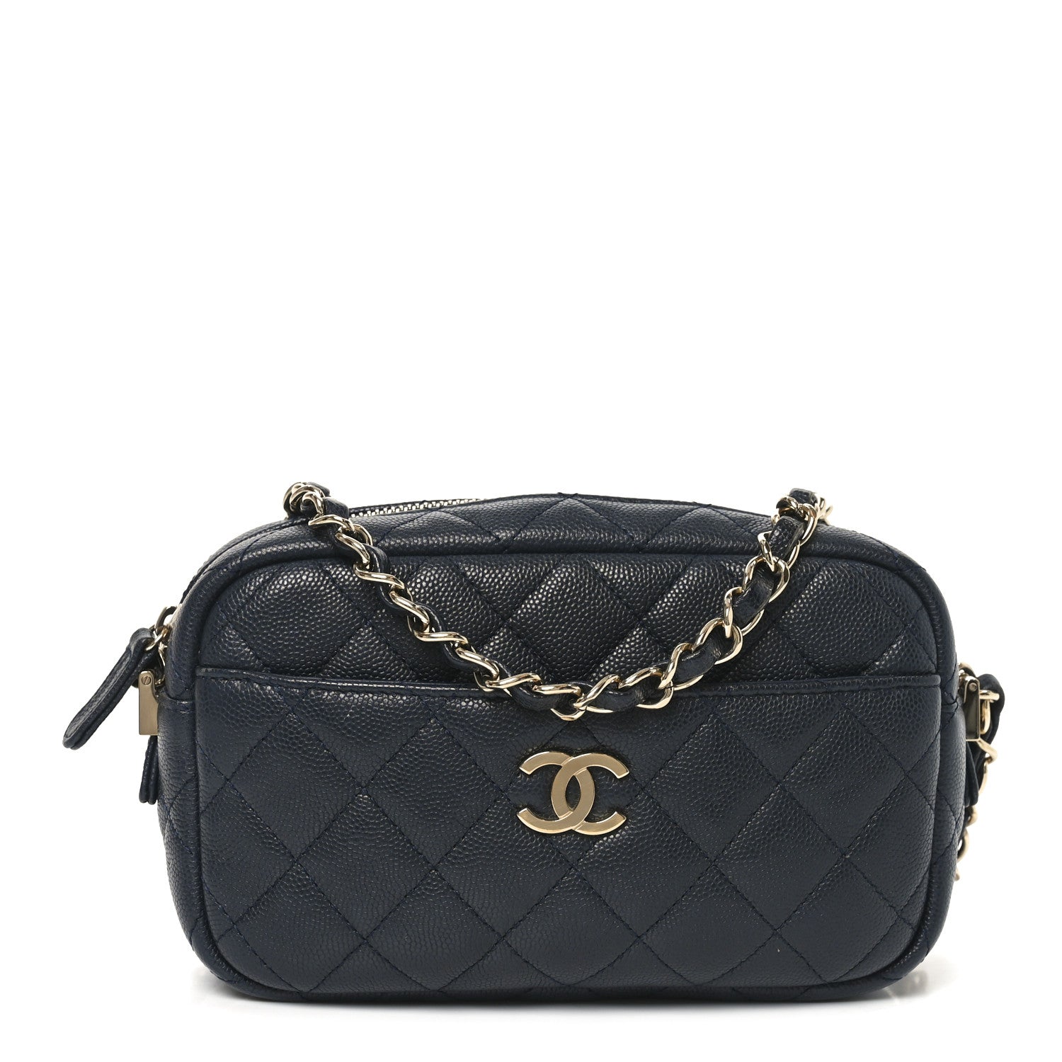 Caviar Quilted Camera Case Navy