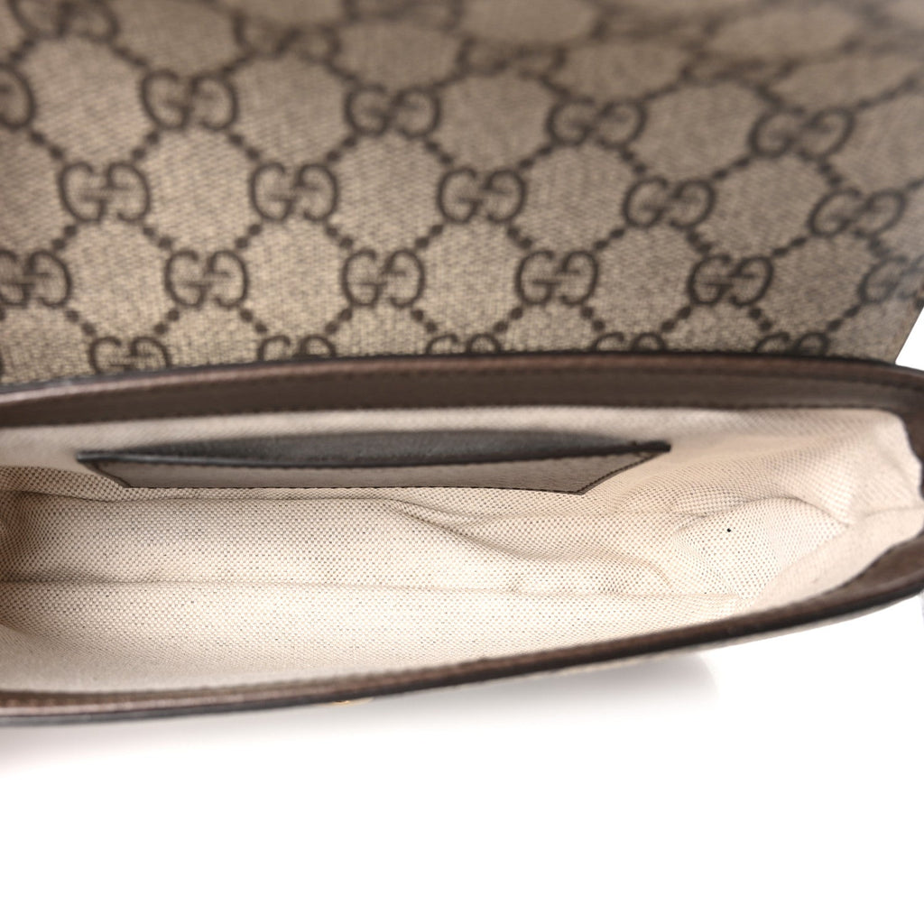 GG Supreme Monogram Textured Dollar Calfskin Web Mini Ophidia Envelope Shoulder Bag Beige Ebony New Acero