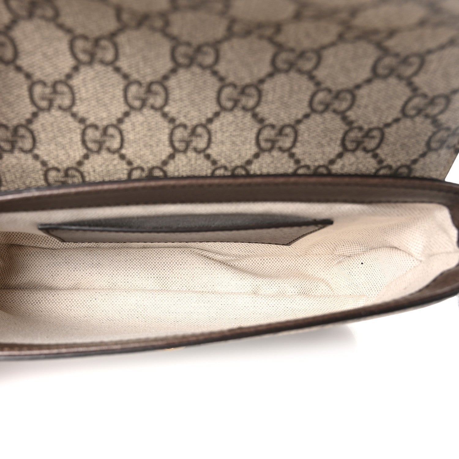 GG Supreme Monogram Textured Dollar Calfskin Web Mini Ophidia Envelope Shoulder Bag Beige Ebony New Acero
