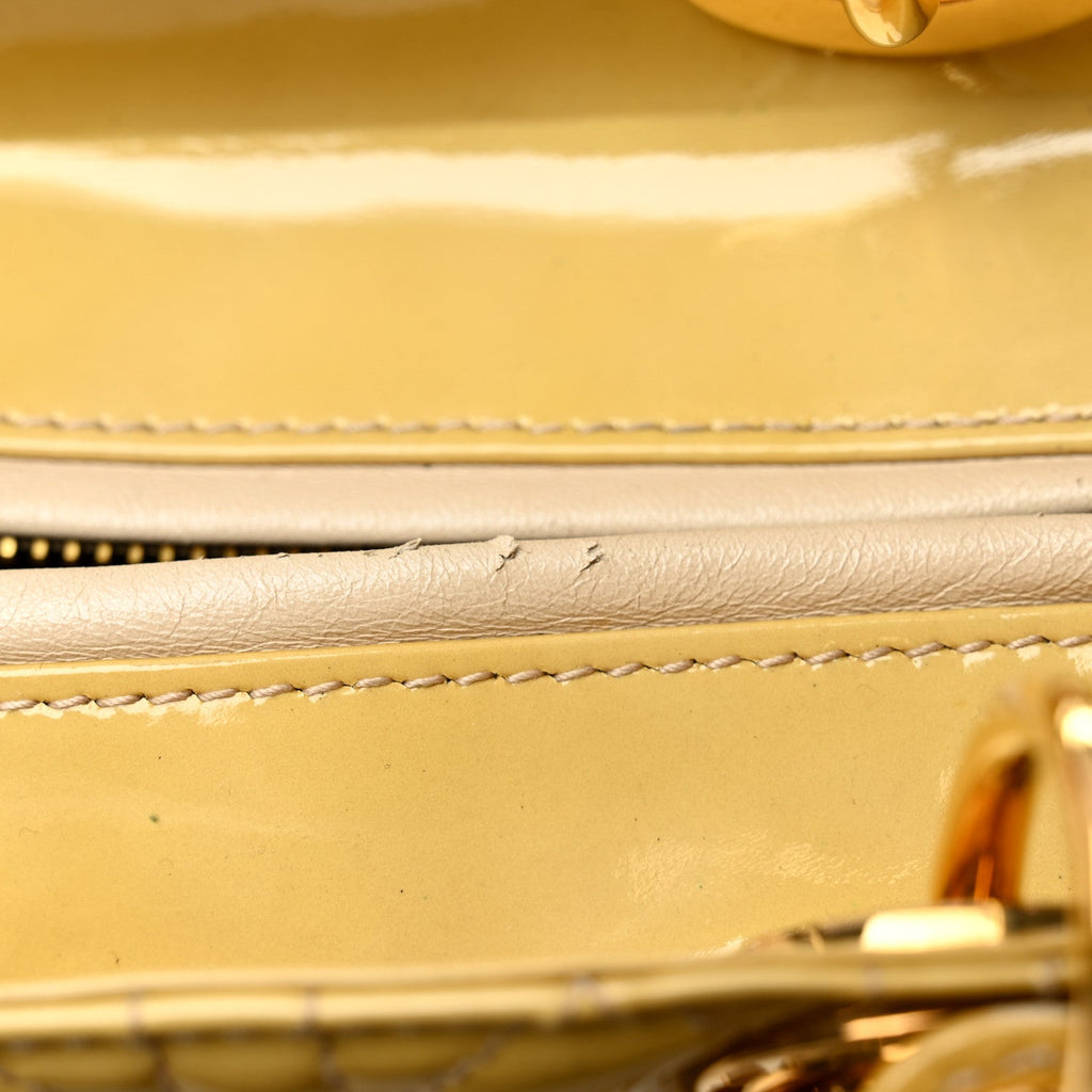 Patent Cannage Medium Lady Dior Beige