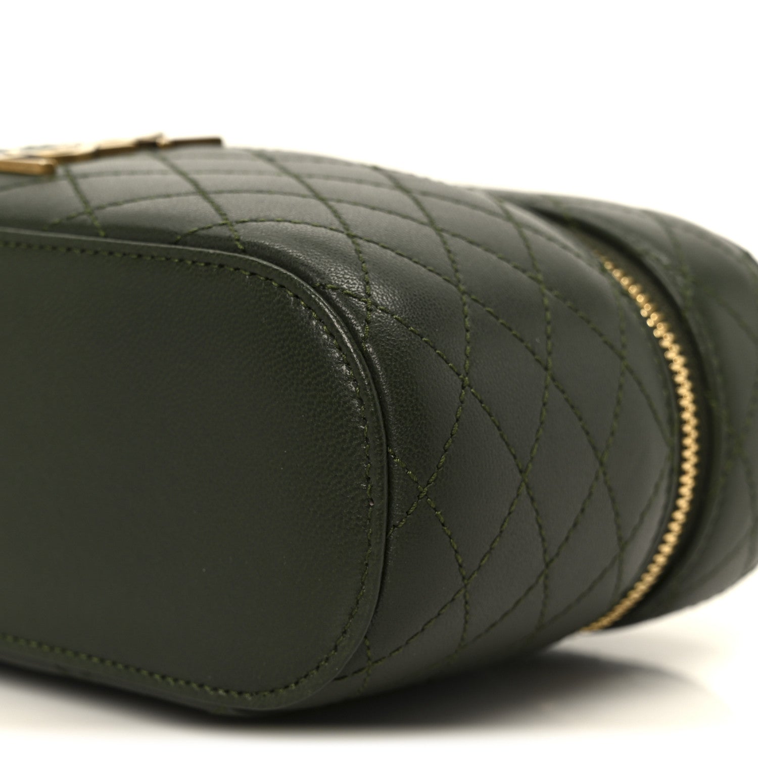 Lambskin Quilted Mini Gaby Vanity Case Olive Wood