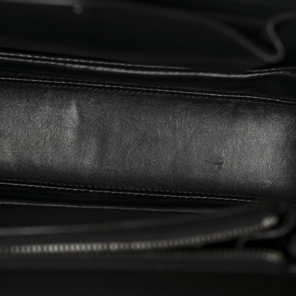 Boarded Dyana Lux Calfskin Web Monochrome Medium Bamboo 1947 Top Handle Bag Black