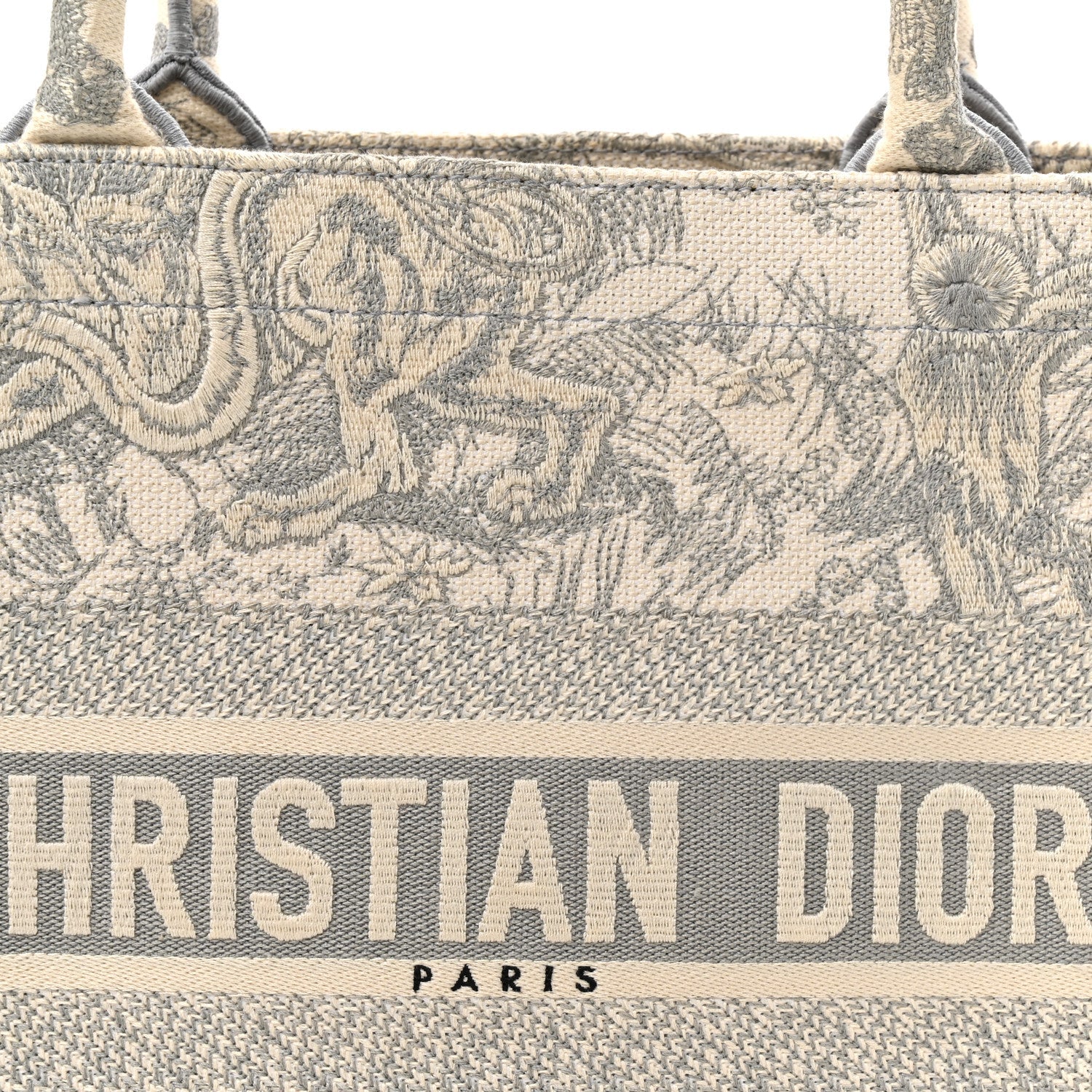 Canvas Embroidered Medium Dioriviera Toile De Jouy Book Tote Gray