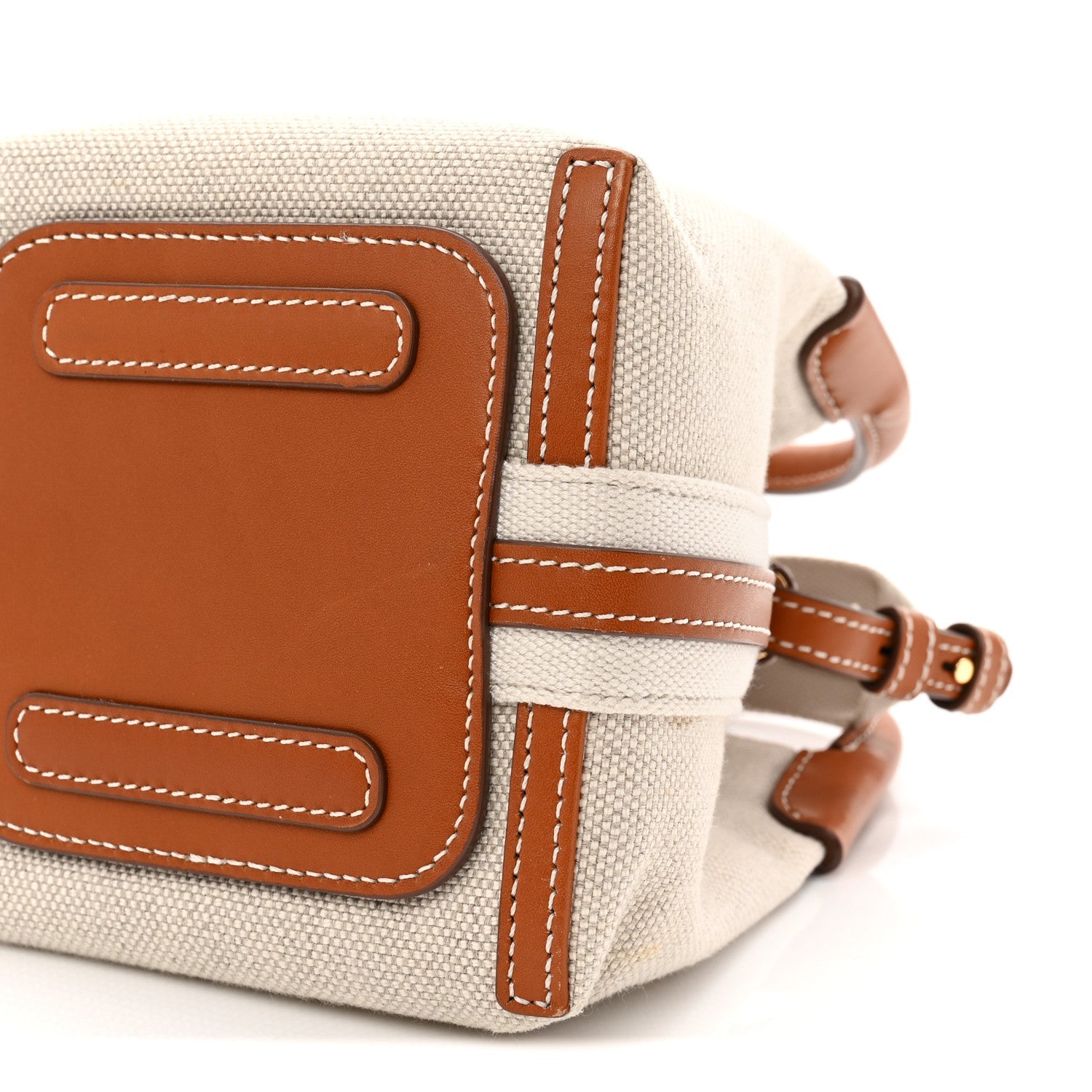 Cotton Linen Calfskin Micro Bale Bag Natural Warm Tan