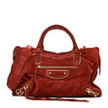 Baby Daim Suede Gold Metallic Edge Hardware City Bois De Rose Fonce