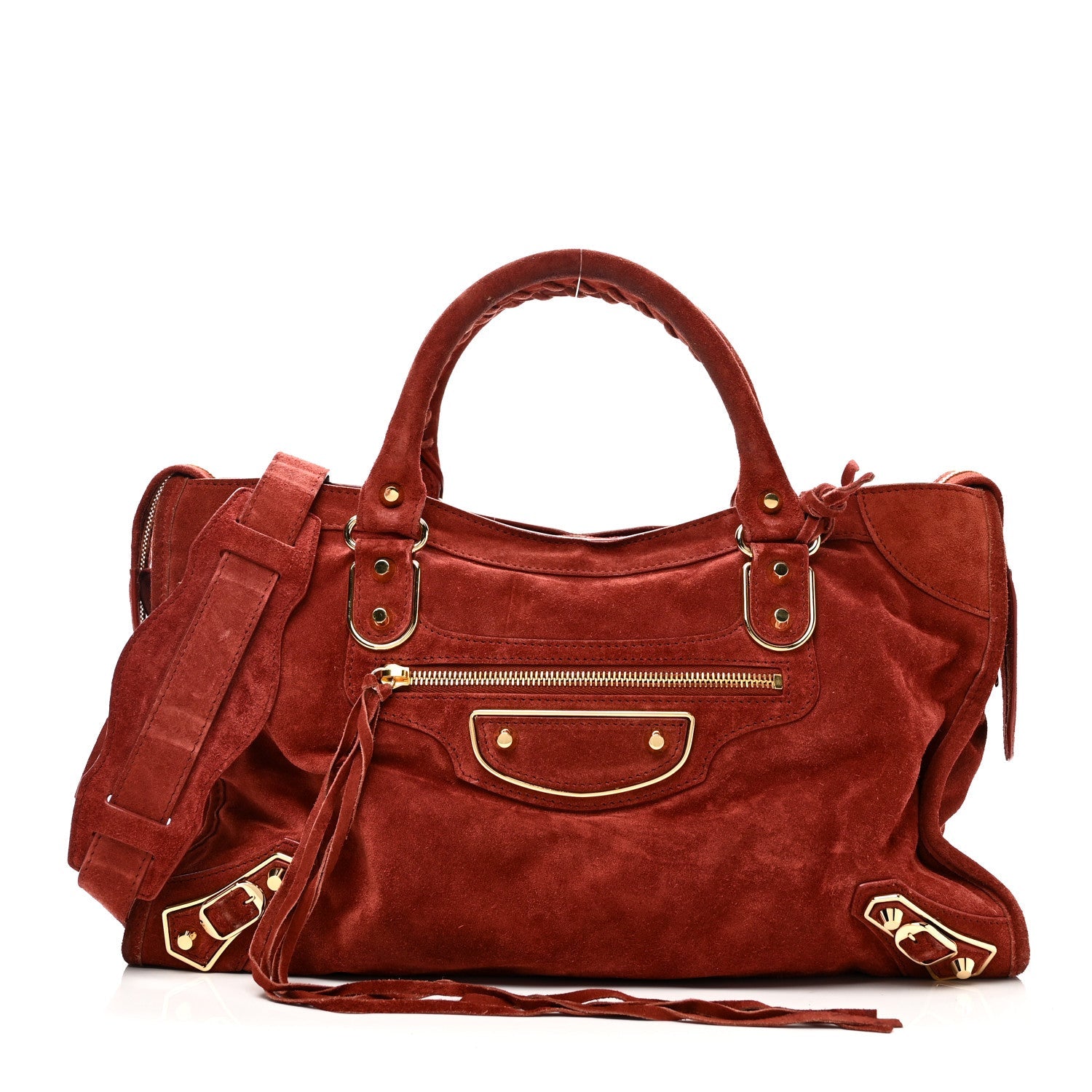 Baby Daim Suede Gold Metallic Edge Hardware City Bois De Rose Fonce