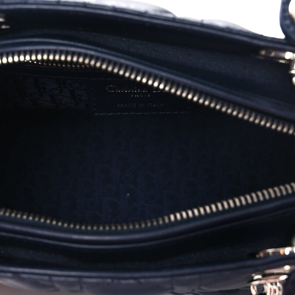 Lambskin Cannage Medium Lady Dior Navy Blue