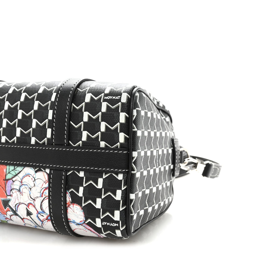 X KASING LUNG Calfskin Canvas M Labubu Boston Bag Black Multicolor