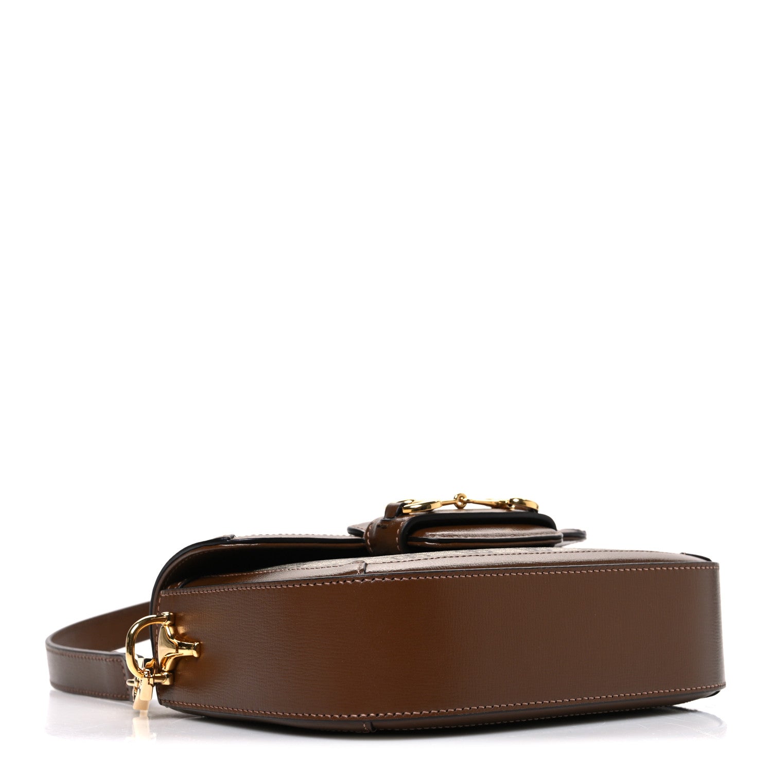 GG Supreme Monogram Web Mini Horsebit 1955 Shoulder Bag Beige Brown Sugar