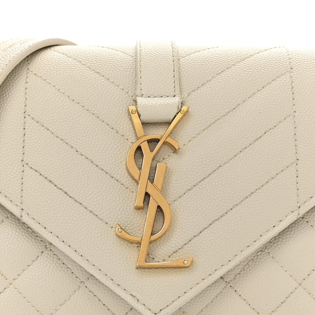 Grain De Poudre Textured Mixed Matelasse Triquilt Small Monogram Satchel Crema Soft