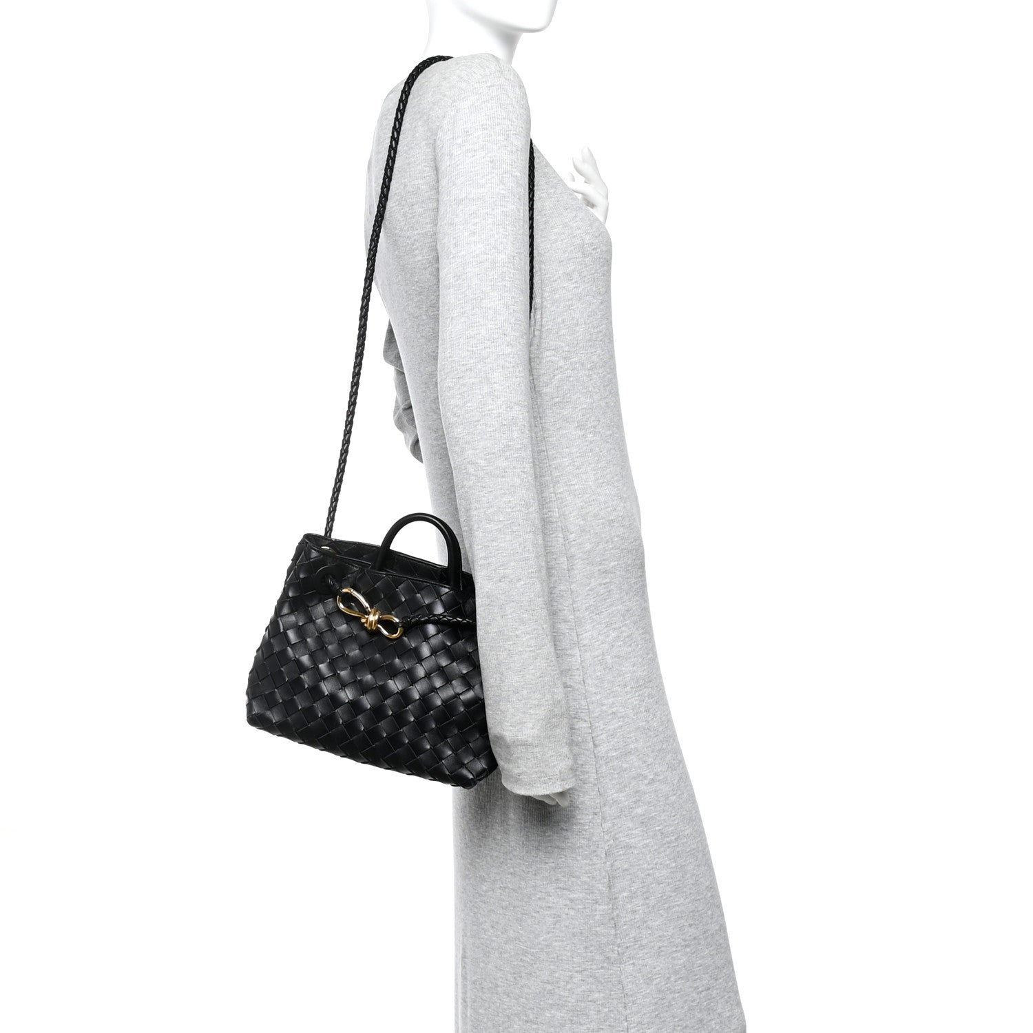 Nappa Intrecciato Small Andiamo Shoulder Bag Black
