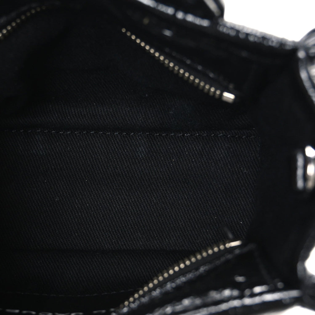 Shiny Crinkled Calfskin Mini The Tote Bag Black