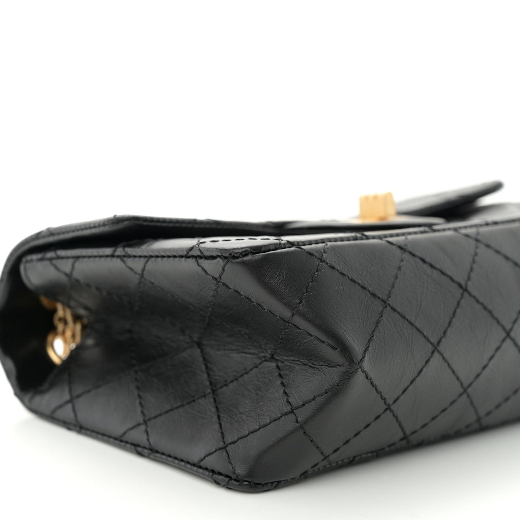 Aged Calfskin Quilted 2.55 Reissue Mini Flap Black