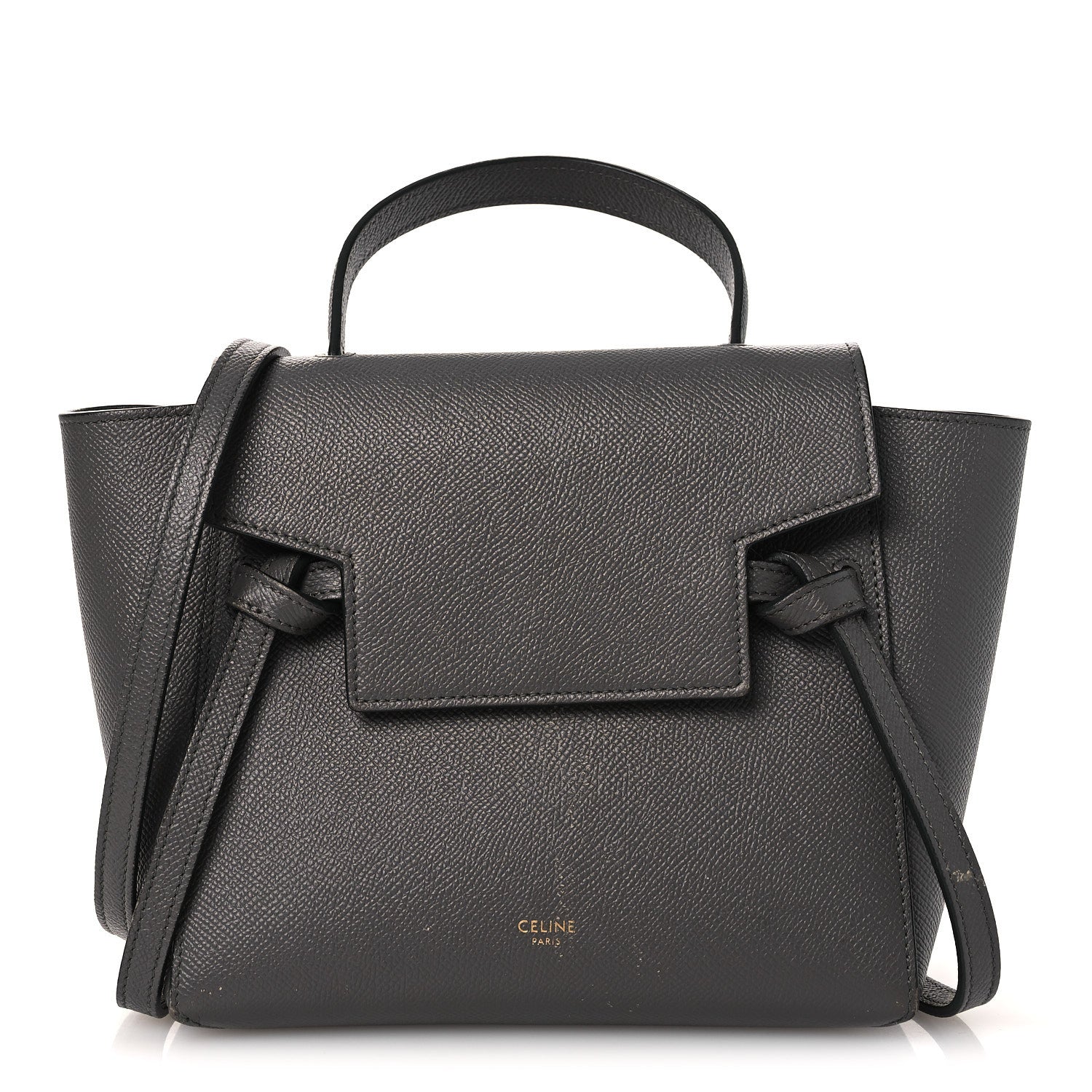 Grained Calfskin Nano Belt Bag Grey