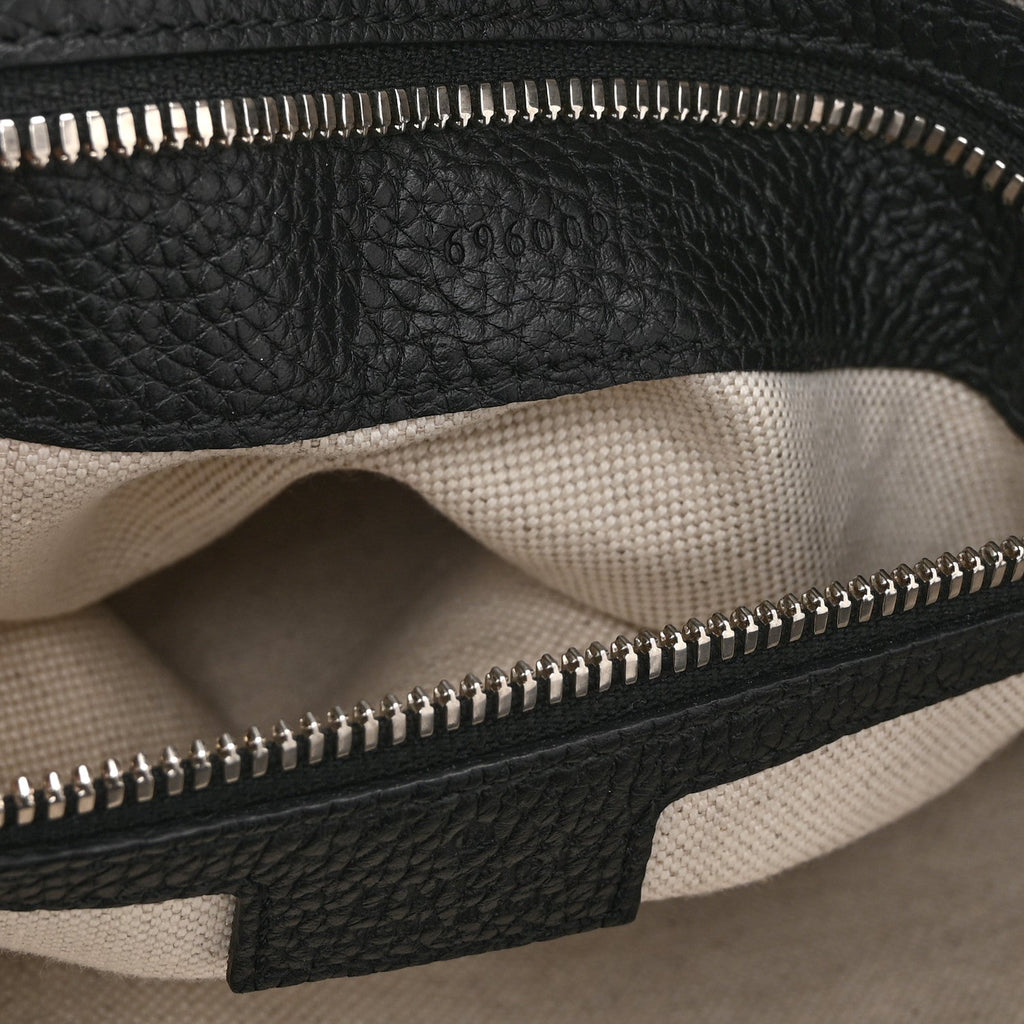 Piuma Calfskin Jumbo GG Embossed Medium Wristlet Messenger Bag Black