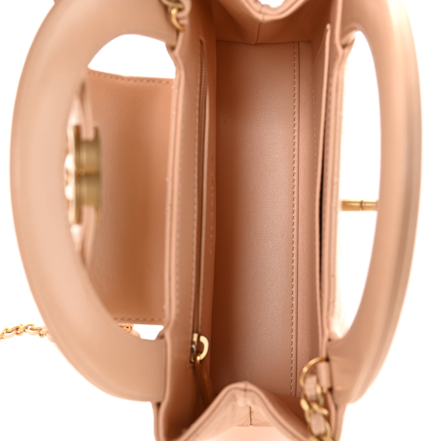 Shiny Aged Calfskin Quilted Nano Kelly Shopper Beige
